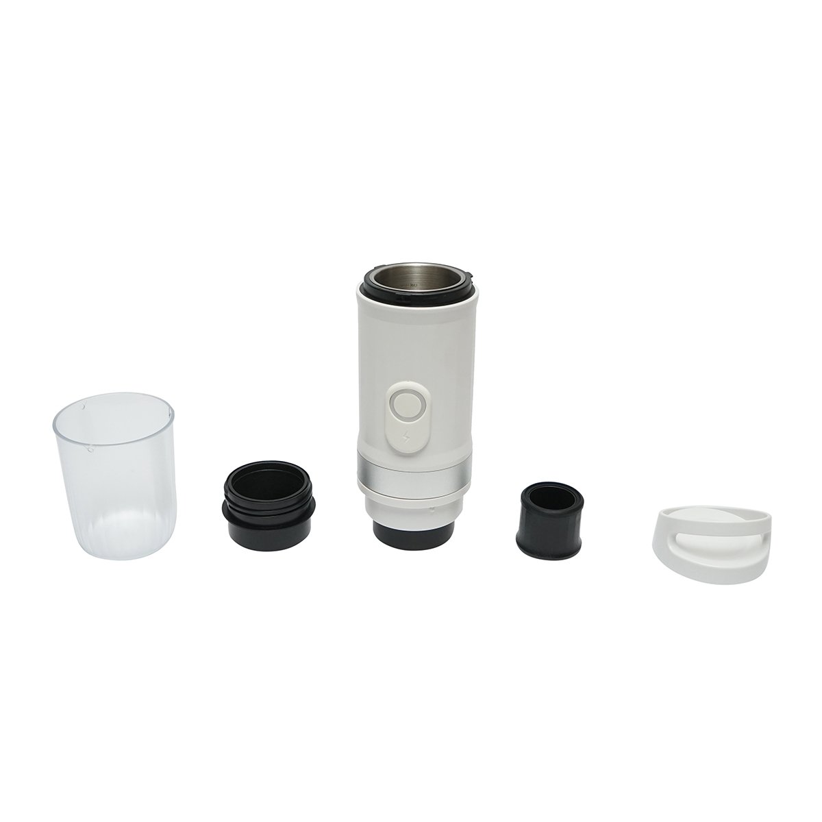 Aparat de cafea portabil 12V/100W, baterie litiu 9600 mAh, presiune 20 bar, rezervor apa 60-80ml, ceasca 300ml, capsule Nespresso, Dolce Gusto, cafea macinata